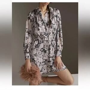 ANTHROPOLOGIE Burning Torch Aurora Romper Silk Cloud Print Small NWT New Sample